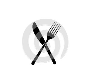 Cutlery. Plate fork and knife silhouette