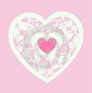 Pink heart with leaves logo tattoo vector photo