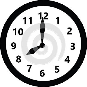 Round clock face showing eight o`clock photo