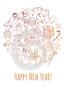 Happy New Year. 2021. New Year 2021. happy  round composition for greeting card and poster for the holiday. Vector illustration fo