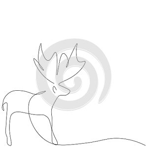 Christmas deer line drawing design. Vector