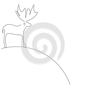 Christmas deer line drawing design. Vector