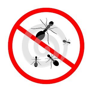 Webillustration no ant sign, symbol. Insect prohibition