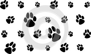 Vector dog paw print on white