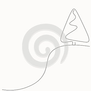 Christmas tree silhouette drawing. Vector