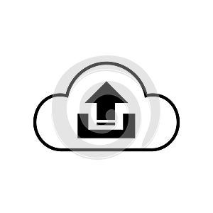 Simple black and white icloud upload icon logo photo