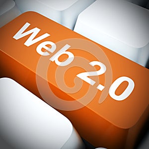 Web 2.0 concept icon means connected to the World Wide Web - 3d illustration