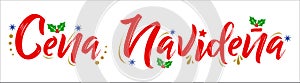 Cena Navidena, Christmas Dinner spanish text, vector design. photo