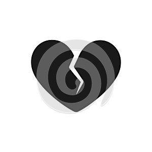 Broken heart silhouette logo icon design. Simple flat minimal vector illustration