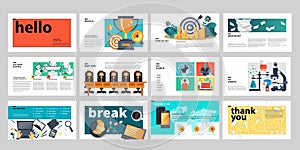 Business presentation templates. Flat vector illustration