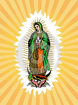 Virgin of Guadalupe, Mexican Virgen de Guadalupe vector composition.