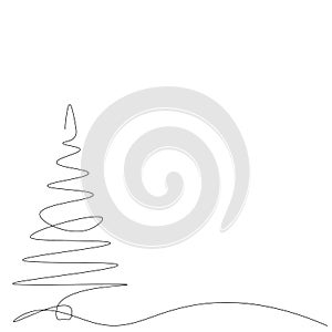 Christmas tree silhouette drawing on white