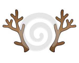 Deer antlers - vector color template with editable outline. Deer antlers for a hoop or festive mask.