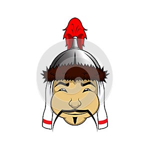 Mongolian warrior head logo vector