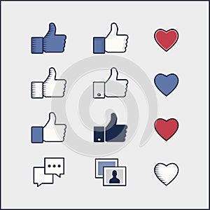 Social Media thumbs and reaction icons