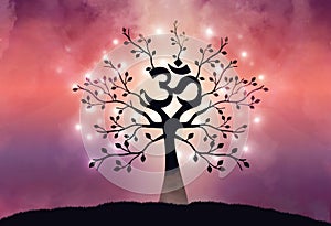 The tree of life `OM` Spiritual Symbol, Sacred Tree