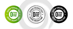 Zero trans fat vector icon set, 0% trans fat