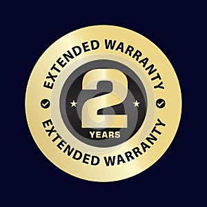 Two year extended warranty vector stamp.