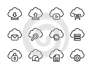 Cloud Computing Icon Set Outline