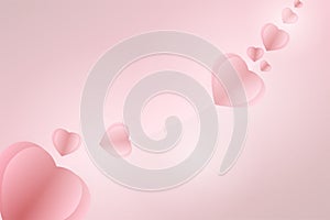 Love illustration .Valentine hearts on pink background, vector illustration