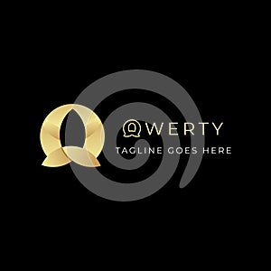 Gold logo letter Q concept