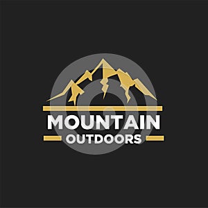 Badge outdoors black logo mountain adventure forest vector template illustration