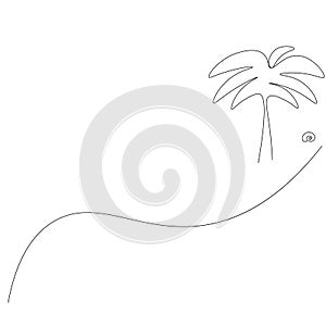 Beach background with palm, sea, shel vector photo