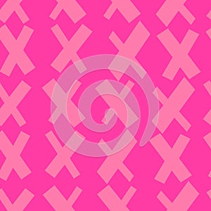 vector seamless pattern pink crosses x on a background