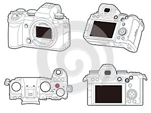 Multi-view vector diagram of Panasonic lumix S5 professional mirrorless camera photo