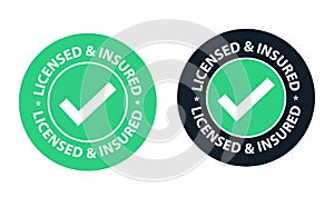Licensed and insured vector icon set