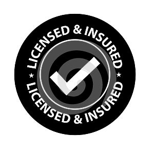 `licensed and insured`  vector icon photo