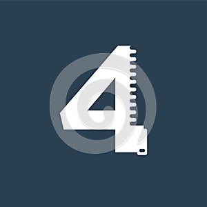 Number 4 Zipper style logo, icon, or symbol template design