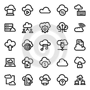 Outline icons for cloud computing.