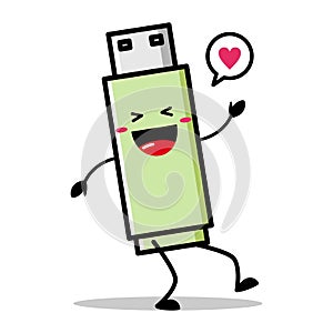 Cute flashdisk mascot vector illustration