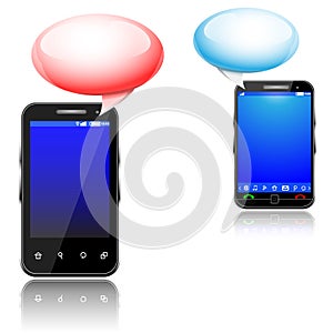 Social media messaging between two touch screen mobile phones