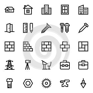Outline icons for construction tools. photo