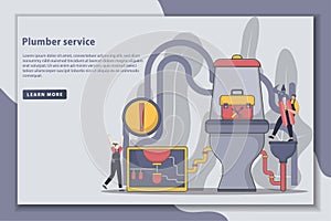 Vector illustration Plumber service landing page