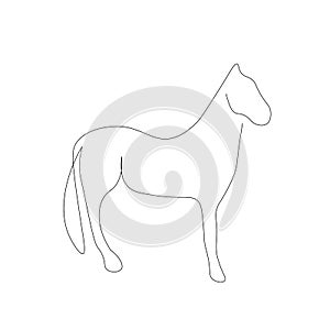 Horse animal silhouette one line drawing on white background vector illustration