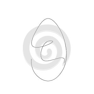 Easter egg one line drawing on white background vector illustration