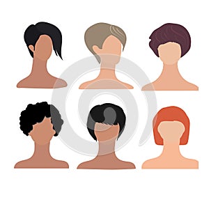 Different faces of women with haircuts