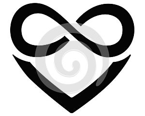 Heart and infinity - polyamory sign - vector silhouette illustration for logo, icon or pictogram. A sign of heart and infinity, en photo