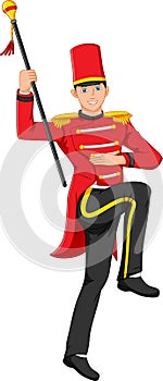 Cute boy wearing marching band leader costume photo