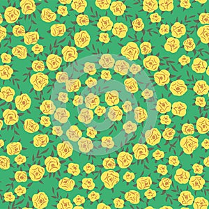 Vector small cute retro rose flower illustration motif seamless repeat pattern
