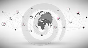 Abstract human head with a line brain network.