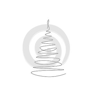Christmas tree silhouette line drawing,vector illustration