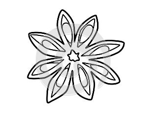 Star anise - spices vector linear illustration for coloring pages or logo. Outline. Spices - star anise - an element for a colorin photo