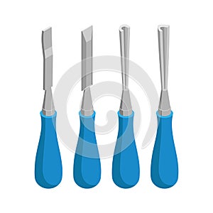 Set of chisels - isometric vector illustration isolated on white.