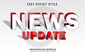 News update text effect style, 3d typhography alphabet font