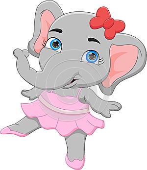 Cartoon funny elephant ballerina