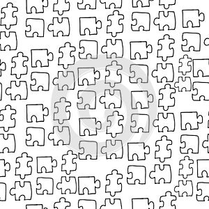 Puzzle pieces illustration isolated on white background. jigsaw puzzle icon. seamless pattern, hand drawn vector. doodle art for w